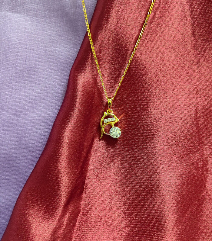 Dolphin Pendant with Link Chain Gold Plated