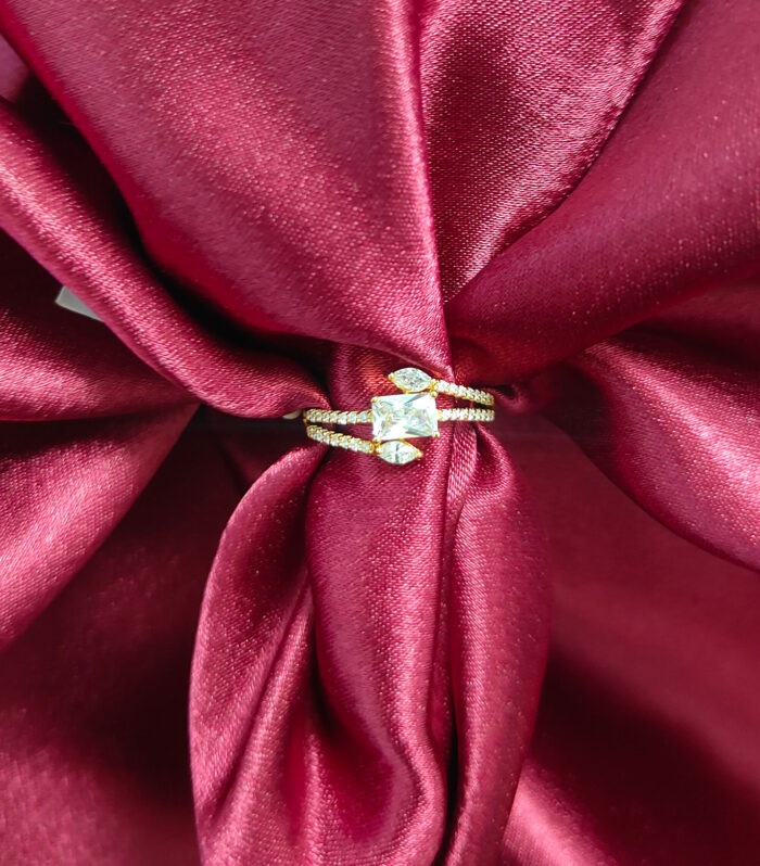 925 Silver Slick Cross Designer Finger Ring for Women Gold Plated