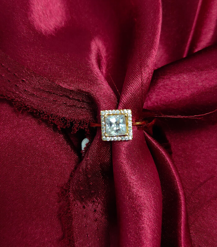 Square Design Finger Ring for Women & Girls – 925 Silver Elegance with Gold Plated